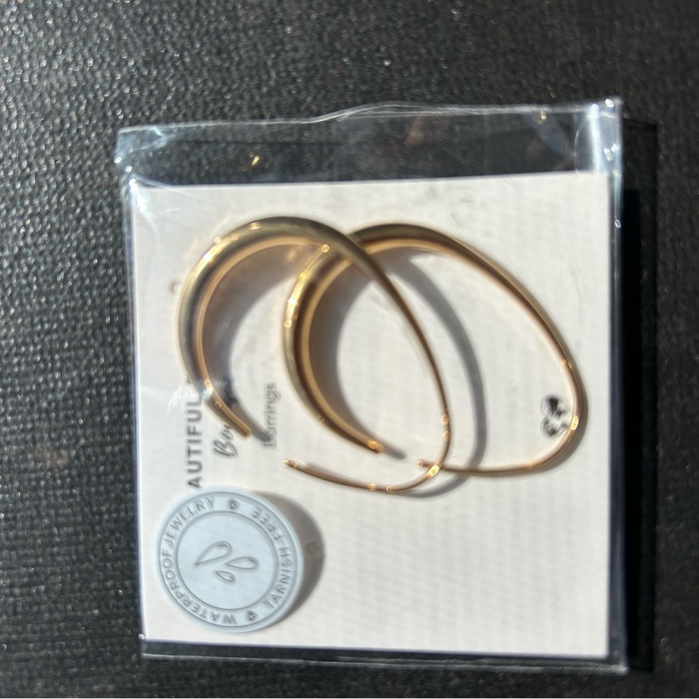 Earth Gold Crescent Hoop Earrings